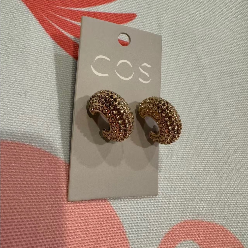 COS Textured Gold Dome Clip Earrings